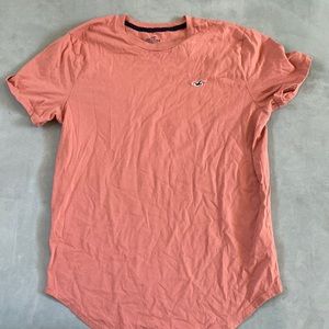 Hollister Curved Hem Tee, Coral, Size L